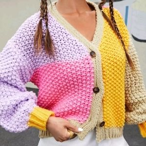 Waffle knit cardigan